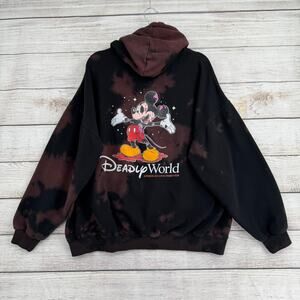 A$$holes Live Forever Deadly World Zombie Mickey Hoodie Mens‎ XXL Black Purple